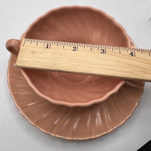 Franciscan Pottery Coronado Satin Coral Cream Bouillon Soup Bowl with Saucer - Picture 11 of 11